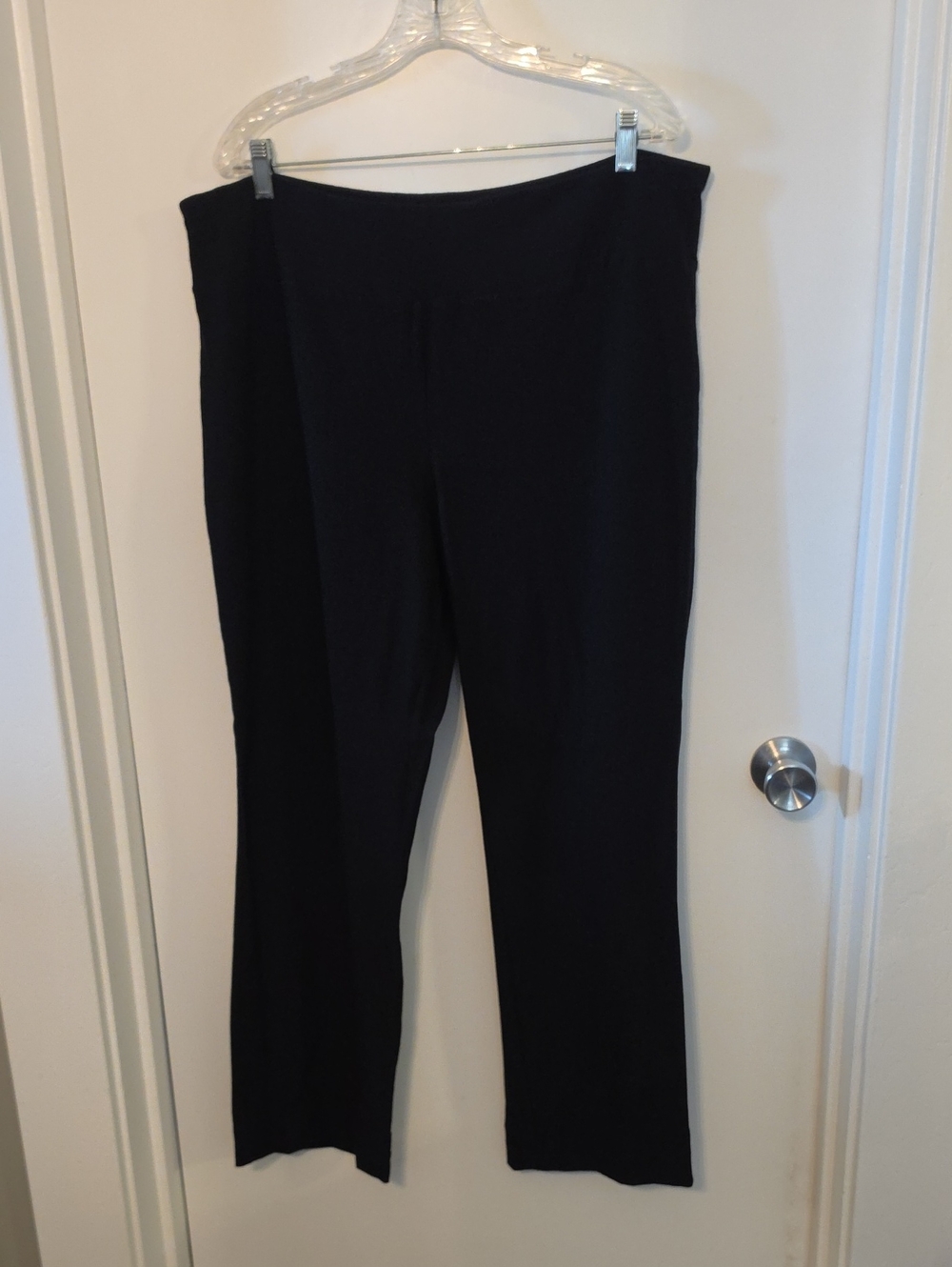 Eileen Fisher Black Wide-Leg Knit Pull-On Pants